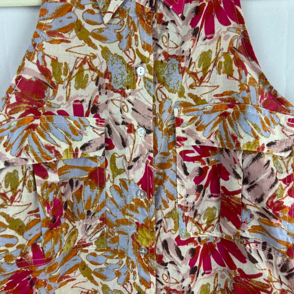 Porridge‎ Anthropologie Floral Sleeveless Collared Button Up Shirt Womens Size 4 - Picture 4 of 8